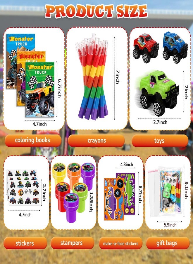 BenLouis 84Pcs Monster Truck Party Favors Truck Car Theme Coloring Books Crayons Sticker Set Bulk for Kids Racing Wheels Birthday Decor Goodie Bag Stuffer Classroom Rewards Craft Pinata Supplies - Image 3
